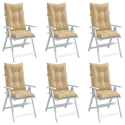 vidaXL Coussins de chaise à dossier haut lot de 6 beige mélangé tissu