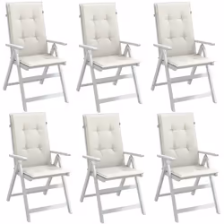 vidaXL Coussins de chaise à dossier haut lot de 6 crème mélangé tissu