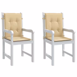 vidaXL Coussins de chaise à dossier bas lot de 2 beige mélangé tissu