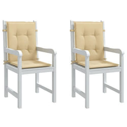 vidaXL Coussins de chaise à dossier bas lot de 2 beige mélangé tissu