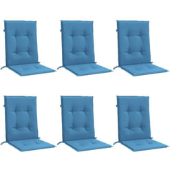 Vidaxl - Coussins de chaise à dossier bas lot de 6 bleu mélangé tissu