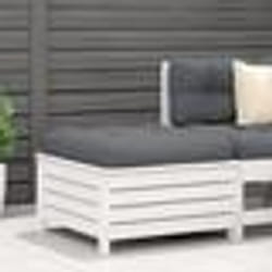 vidaXL Repose-pied de jardin avec coussin blanc bois de pin massif