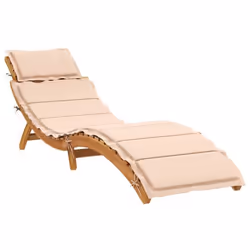vidaXL Chaise longue avec coussin beige bois d'acacia solide