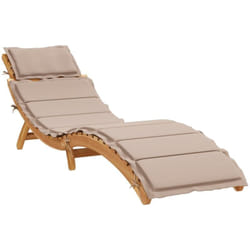 Vidaxl - Chaise longue avec coussin taupe bois d'acacia solide