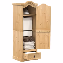 Cette garde-robe classique en bois offre un grand espace de rangement pour garder vos vêtements, chaussures et accessoires bi ...