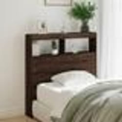 vidaXL Armoire tête de lit avec LED chêne marron 100x17x102 cm