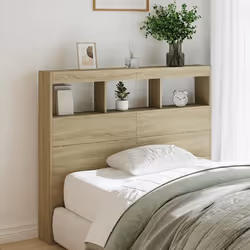 vidaXL Armoire tête de lit avec LED chêne sonoma 120x17x102 cm