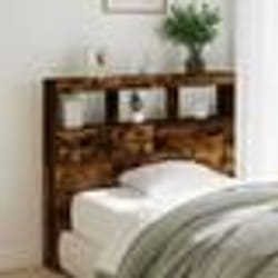 vidaXL Armoire tête de lit avec LED chêne fumé 120x17x102 cm