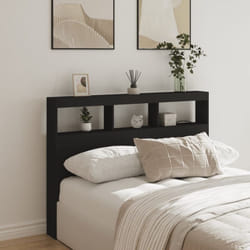 Armoire tête de lit avec led noir 140x17x102 cm