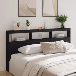 vidaXL Armoire tête de lit avec LED noir 200x17x102 cm
