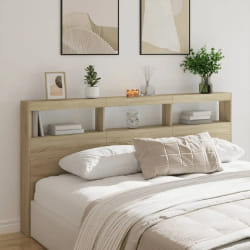 vidaXL Armoire tête de lit avec LED chêne sonoma 200x17x102 cm