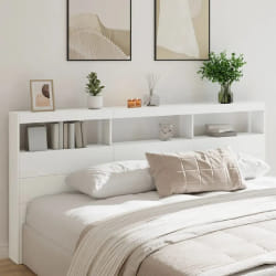 vidaXL Armoire tête de lit avec LED blanc 220x17x102 cm