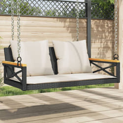 Vidaxl - Balancelle avec coussins noir 109x62x40 cm résine tressée