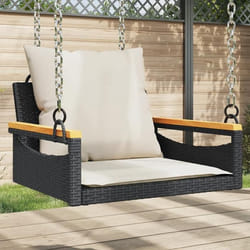 vidaXL Balancelle avec coussins noir 63x62x40 cm résine tressée
