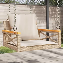 vidaXL Balancelle avec coussins beige 63x62x40 cm résine tressée