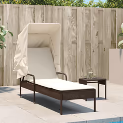 VidaXL 368189 chaise d'extérieur Linge Siège rembourré Polyuréthane, Acier Crème, Blanc