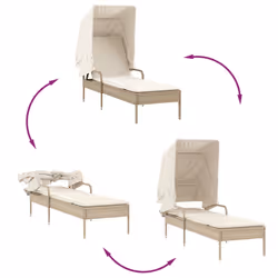 VidaXL 368192 chaise d'extérieur Linge Siège rembourré Polyuréthane, Acier Crème, Blanc - Vue supplémentaire 7