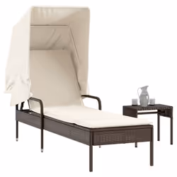 VidaXL 368198 chaise d'extérieur Linge Siège rembourré Polyuréthane, Acier Crème, Blanc