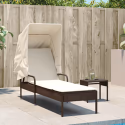 VidaXL 368198 chaise d'extérieur Linge Siège rembourré Polyuréthane, Acier Crème, Blanc