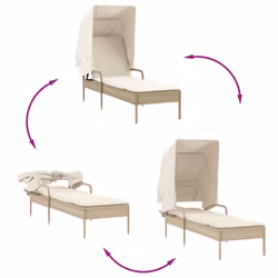 VidaXL 368201 chaise d'extérieur Linge Siège rembourré Polyuréthane, Acier Crème, Blanc - Vue supplémentaire 7