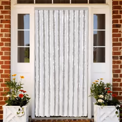 vidaXL Rideau anti-mouches gris clair et blanc 90x220 cm chenille