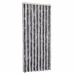 vidaXL Rideau anti-mouches gris et noir 56x185 cm chenille
