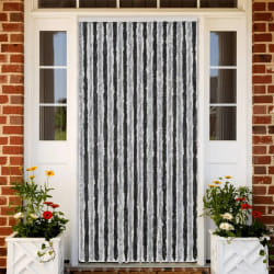 vidaXL Rideau anti-mouches gris et noir 100x220 cm chenille