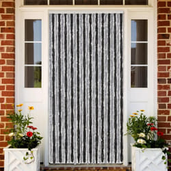 vidaXL Rideau anti-mouches gris et noir 100x230 cm chenille