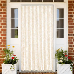 vidaXL Rideau anti-mouches beige et blanc 100x230 cm chenille