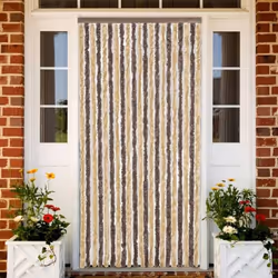 vidaXL Rideau anti-mouches marron foncé et beige 90x220 cm chenille