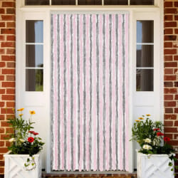 vidaXL Rideau anti-mouches gris argenté et rose 100x220 cm chenille