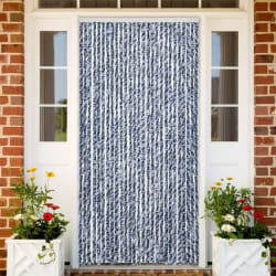 vidaXL Rideau anti-mouches bleu et blanc 100x200 cm chenille