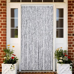 vidaXL Rideau anti-mouches blanc et gris 100x230 cm chenille