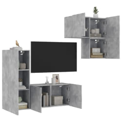 vidaXL Unités Murales TV 4 pcs - Gris Béton