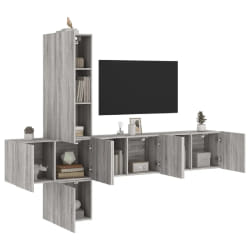 vidaXL Unités TV murales 5 pcs - Gris sonoma