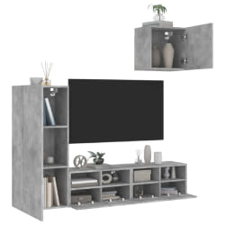 vidaXL Unités murales TV 4 pcs - Gris béton