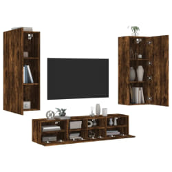 vidaXL Unités murales TV 5 pcs chêne fumé bois d'ingénierie