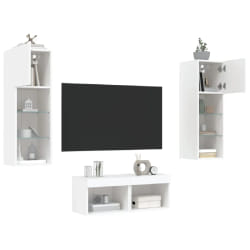 vidaXL Meubles TV LED Muraux 4 pcs - Blanc