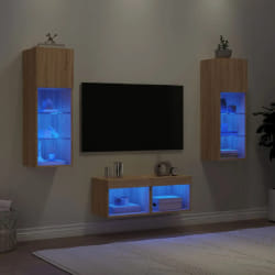 Vidaxl Meuble TV Muraux LED Chêne Sonoma