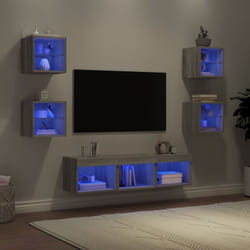 Vidaxl - Unités murales tv avec led 7 pcs gris sonoma bois d'ingénierie