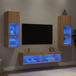 vidaXL Unités Murales TV LED 6 pcs - Sonoma