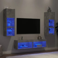 vidaXL Unités murales TV LED 6 pcs Gris béton