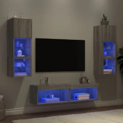 vidaXL Unités murales TV LED 6 pcs gris