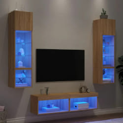 vidaXL Unités murales TV avec LED - 6 pcs Chêne sonoma