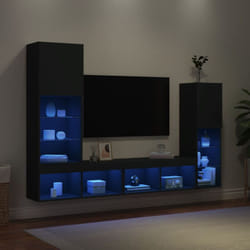 Vidaxl - Unités murales tv avec led 4 pcs noir bois d'ingénierie