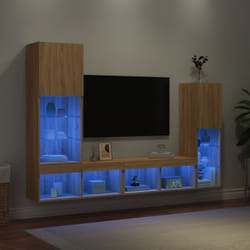 Vidaxl - Unités murales tv avec led 4 pcs chêne sonoma bois d'ingénierie