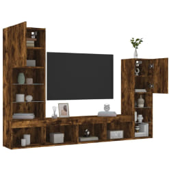 VidaXL Unités Murales TV LED - Chêne Fumé