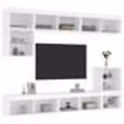 vidaXL Unités murales TV avec LED 8 pcs blanc bois d'ingénierie