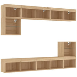 Unités murales tv avec led 8 pcs chêne sonoma bois d'ingénierie Vidaxl