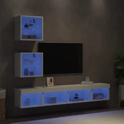vidaXL Unités murales TV avec LED - Blanc